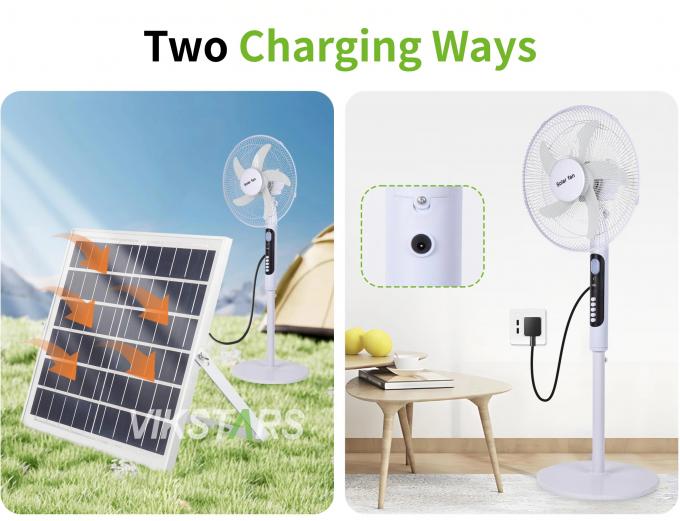 Solar Standventilator 16 Zoll mit Licht Energiesparend für Outdoor Camping Angeln 8