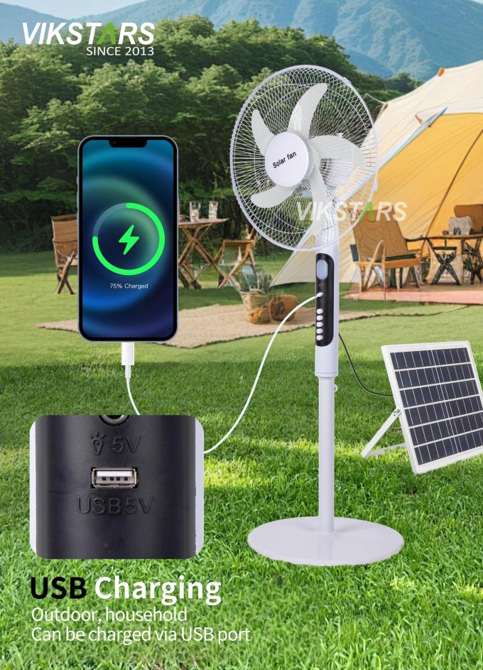 Solar Standventilator 16 Zoll mit Licht Energiesparend für Outdoor Camping Angeln 11