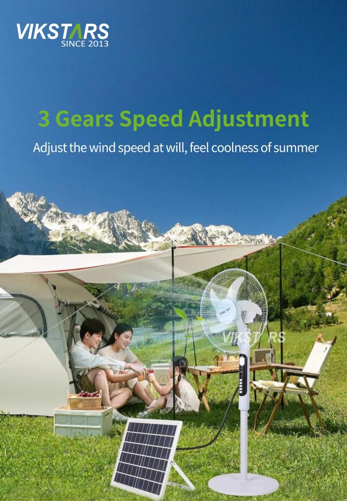 Solar Standventilator 16 Zoll mit Licht Energiesparend für Outdoor Camping Angeln 14