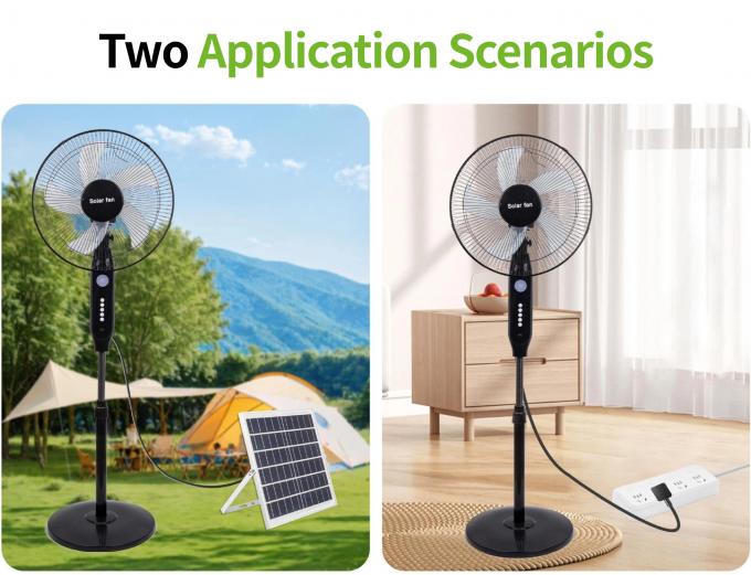 Hot-Selling 5-Klingen 16-Zoll wiederaufladbar Solar Standing Ventilator mit LED-Licht mit Panel und Batterie Stand Boden Solar Ventilator 10