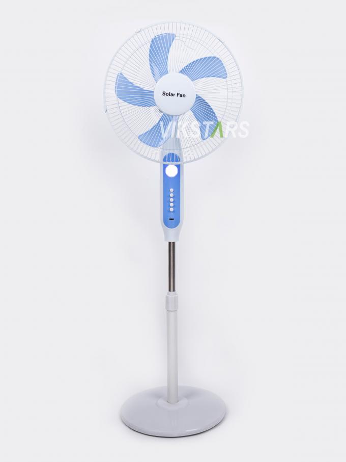 Hot-Selling 5-Klingen 16-Zoll wiederaufladbar Solar Standing Ventilator mit LED-Licht mit Panel und Batterie Stand Boden Solar Ventilator 19