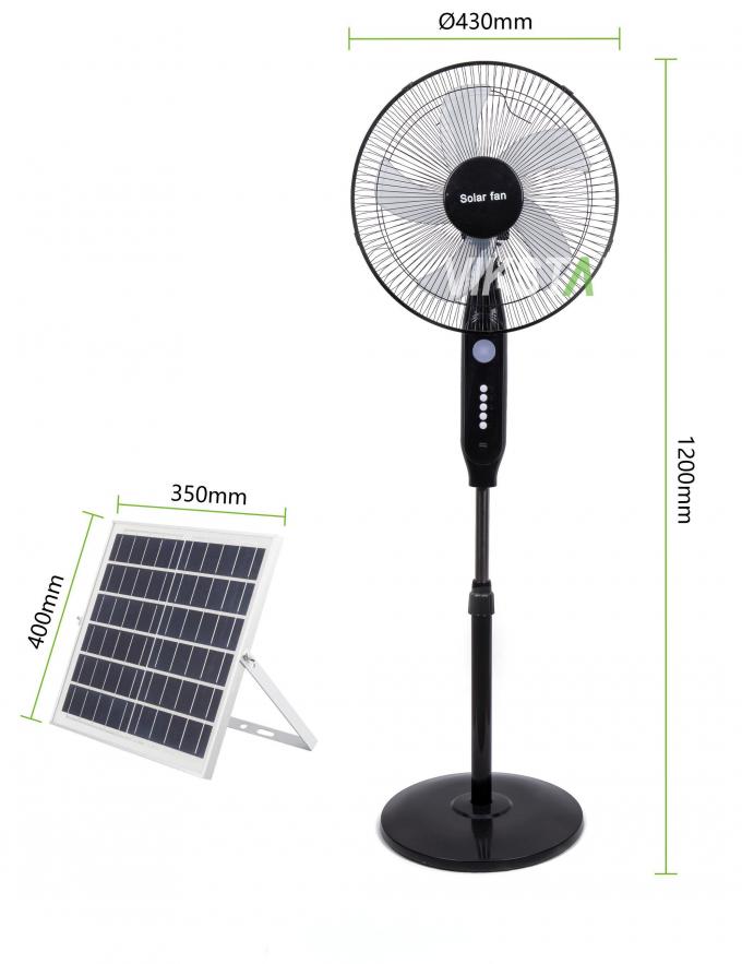 Hot-Selling 5-Klingen 16-Zoll wiederaufladbar Solar Standing Ventilator mit LED-Licht mit Panel und Batterie Stand Boden Solar Ventilator 21
